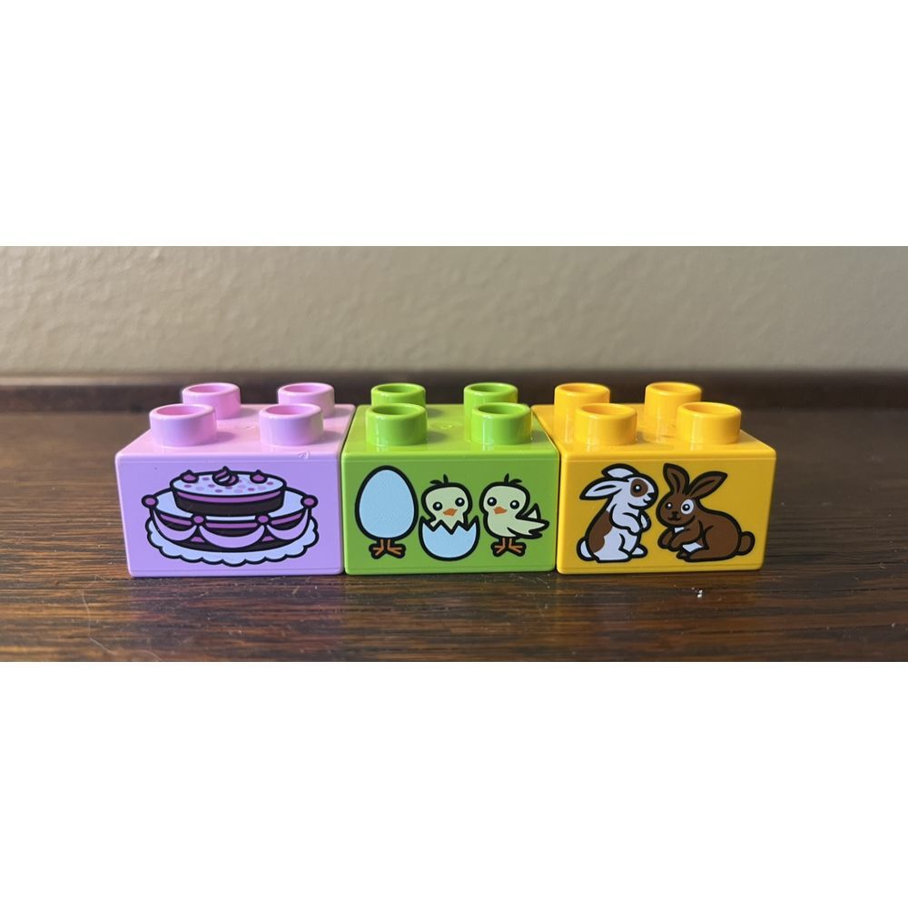 Lego DUPLO Specialty Printed Blocks‎ Bricks Lot of 3 Cake Rabbits Chicks